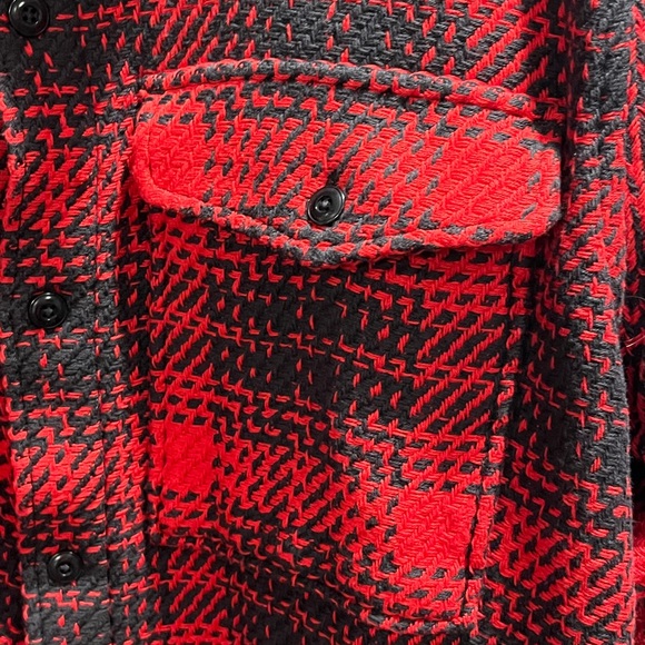 Outerknown Cloud Weave Men's Red Plaid Button Blanket Shirt Sz XL New Organic - Picture 3 of 7